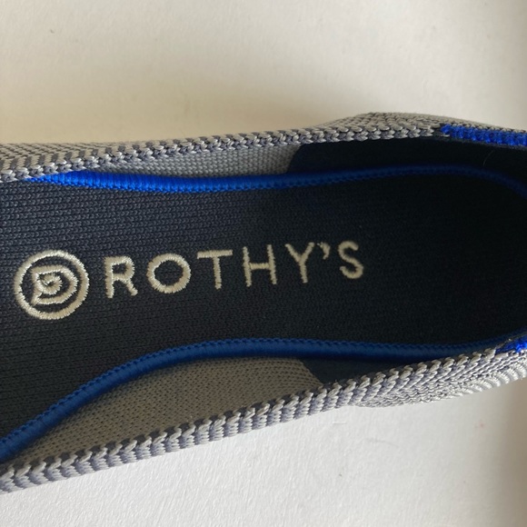 New Rothy’s Grey Blue Fabric Rubber Outsole Point Toe Loafers size 6 - Picture 9 of 15